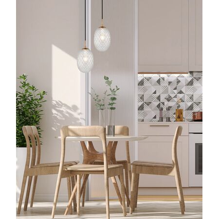 PENDANT SES 10W Frosted Ellipse Glass Segmented w/Brass Highlight Enclosed OD150mm