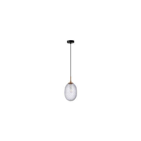 PENDANT SES 10W Clear Ellipse Glass Segmented w/Brass Highlight Enclosed OD150mm