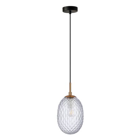 PENDANT SES 10W Orange Ellipse Glass Segmented w/Brass Highlight Enclosed OD150mm