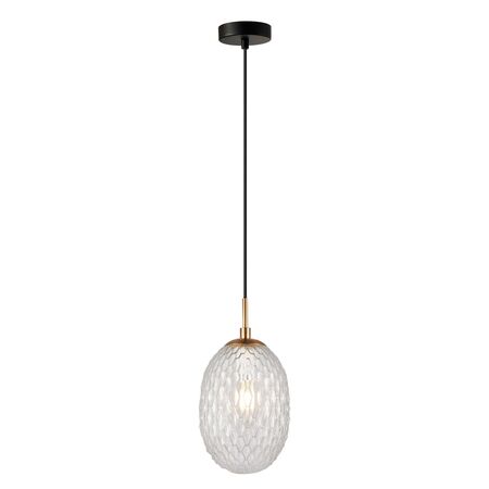 PENDANT SES 10W Smokey Black Ellipse Glass Segmented w/Brass Highlight Enclosed OD150mm