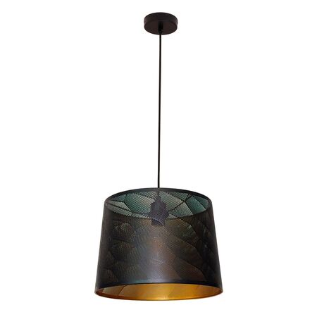 PENDANT ES 60W Wh w/Gold Interior Iron SLANTED w/Honeycomb Pattern OD350 x H250 mm