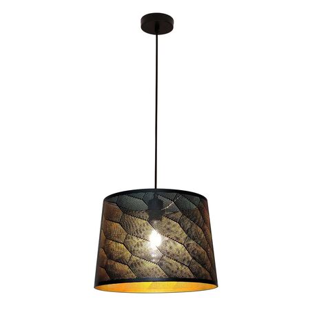 PENDANT ES 60W Wh w/Gold Interior Iron SLANTED w/Honeycomb Pattern OD350 x H250 mm
