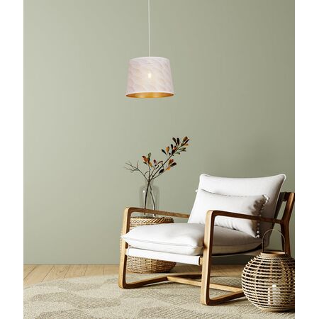 PENDANT ES 60W Wh w/Gold Interior Iron SLANTED w/Honeycomb Pattern OD350 x H250 mm