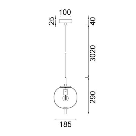PENDANT SES 10W Round Opal (Matt Finish) Glass w/Brass Highlight OD185mm x H290mm