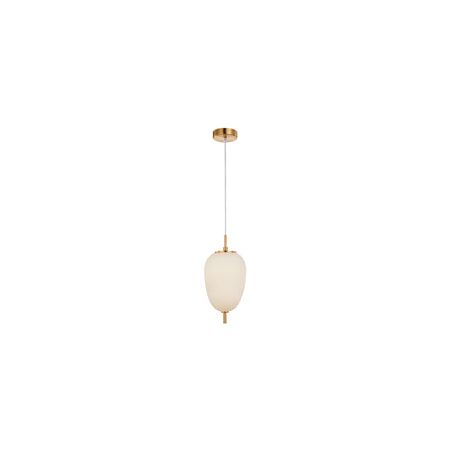 PENDANT SES 10W Oval Opal (Matt Finish) Glass w/Brass Highlight OD160mm x H340mm