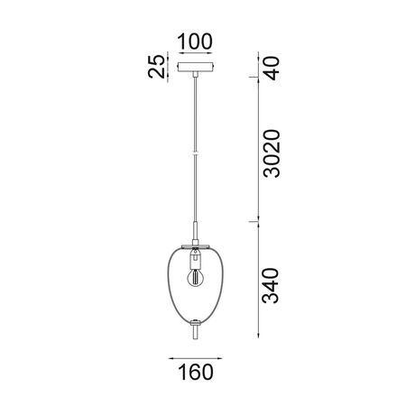 PENDANT SES 10W Oval Opal (Matt Finish) Glass w/Brass Highlight OD160mm x H340mm