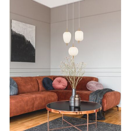 PENDANT SES x 3 10W Opal (Matt Finish) Glass w/Brass Highlight OD420mm RND Base