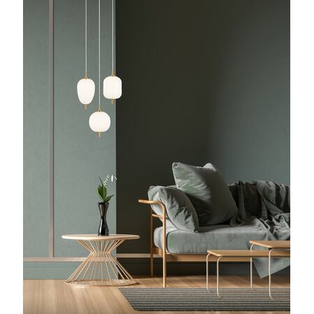 PENDANT SES x 3 10W Opal (Matt Finish) Glass w/Brass Highlight OD420mm RND Base