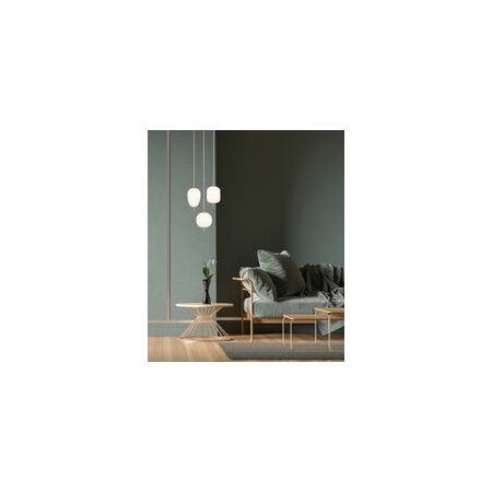 PENDANT SES 10W Oval Opal (Matt Finish) Glass w/Brass Highlight OD160mm x H340mm