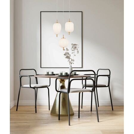 PENDANT SES 10W Oval Opal (Matt Finish) Glass w/Brass Highlight OD160mm x H340mm