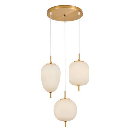PENDANT SES x 3 10W Opal (Matt Finish) Glass w/Brass Highlight OD420mm RND Base