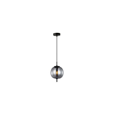 PENDANT SES 10W Round Smokey Black (Mirror Finish) Glass w/Black Highlight OD185mm x H290mm