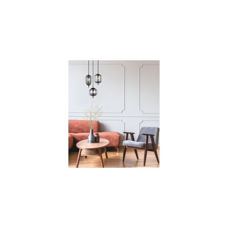 PENDANT SES 10W Round Smokey Black (Mirror Finish) Glass w/Black Highlight OD185mm x H290mm