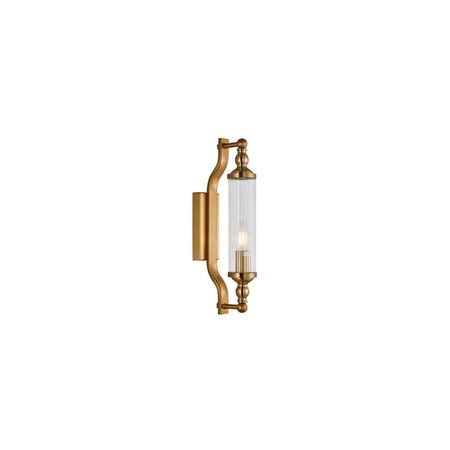 Wall Int S/M SES TUBULAR CLR Glass w/ Antique Brass Base