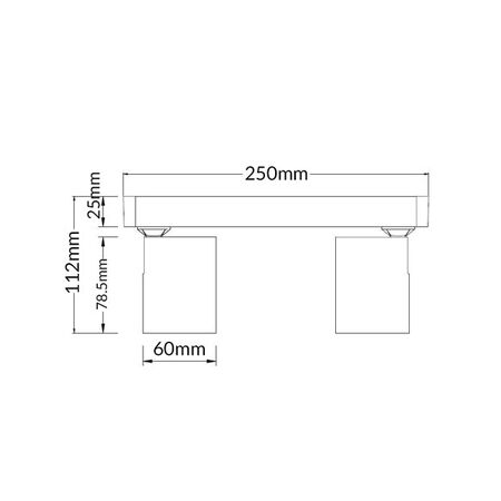 SPOT D/ADJ GU10 Blk IP20 RECT BAR L250mm x W75mm x H25mm