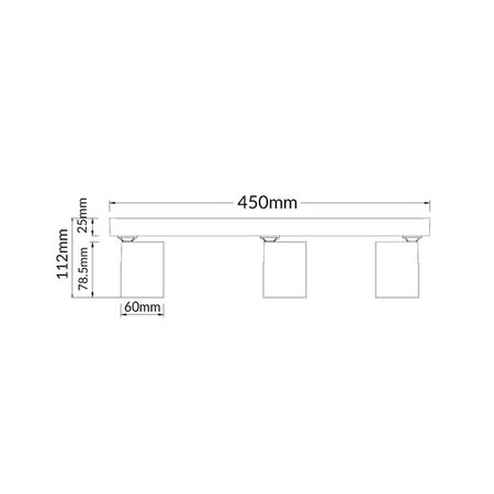 SPOT 3/ADJ GU10 Blk IP20 RECT BAR L450mm x W75mm x H25mm