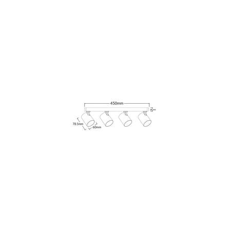 SPOT 4/ADJ GU10 Wh IP20 RECT BAR L450mm x W75mm x H25mm