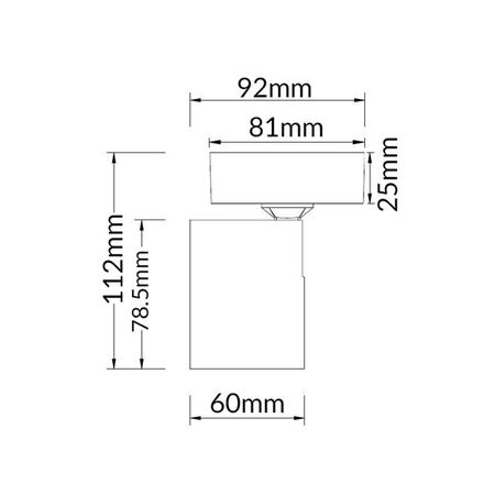 SPOT S/ADJ GU10 Wh IP20 SQ BASE L81mm x H81mm X D25mm