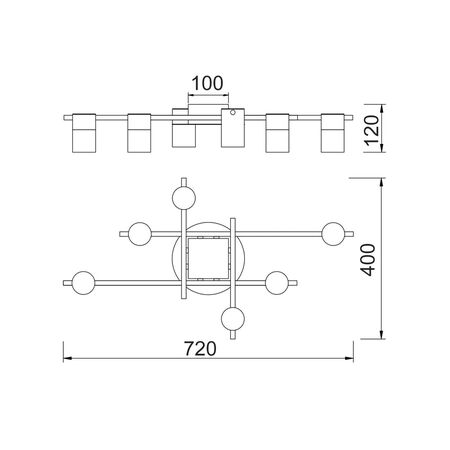 SPOT GU10 X 6 Interior Ceiling Brass & Matt Blk OD720mm H120mm Adj