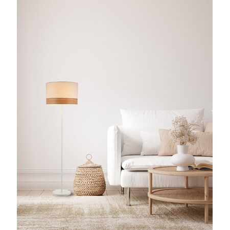FLOOR ES LGE Wh RND H1475mm w/Wood Veneer Trim