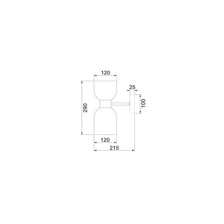 Wall Int S/M ES X 2 Opal 2 x Glass Ellipse w/Brass RND Bracket L215mm (Up/Dn)