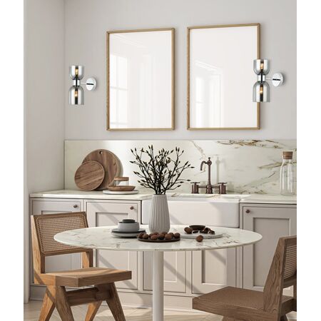 Wall Int S/M ES X 2 Opal 2 x Glass Ellipse w/Brass RND Bracket L215mm (Up/Dn)