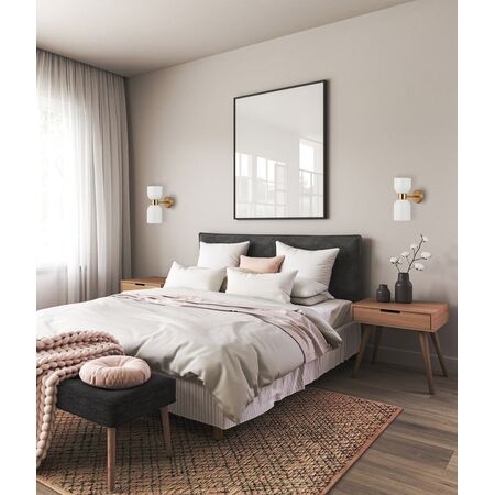 Wall Int S/M ES X 2 Smokey Black 2 x Glass Ellipse w/Chrome RND Bracket L215mm (Up/Dn)