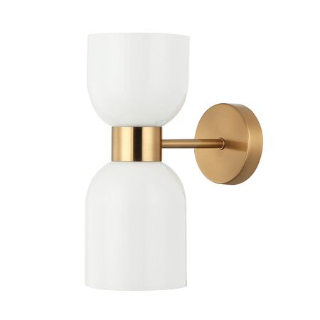 Wall Int S/M ES X 2 Opal 2 x Glass Ellipse w/Brass RND Bracket L215mm (Up/Dn)