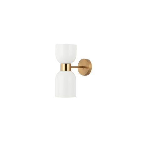 Wall Int S/M ES X 2 Opal 2 x Glass Ellipse w/Brass RND Bracket L215mm (Up/Dn)