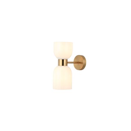 Wall Int S/M ES X 2 Opal 2 x Glass Ellipse w/Brass RND Bracket L215mm (Up/Dn)