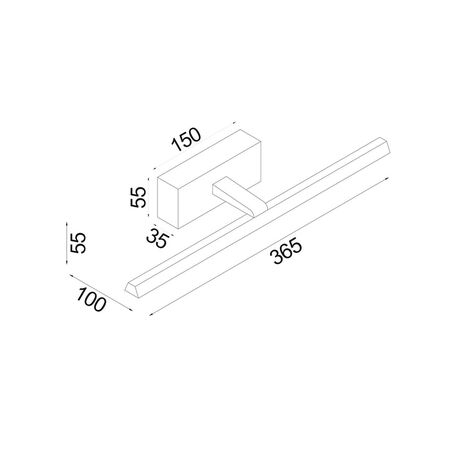 WALL Int S/M 8W LINEAR Ant Brass Tri Dim FR Diff L365 mm 762Lm