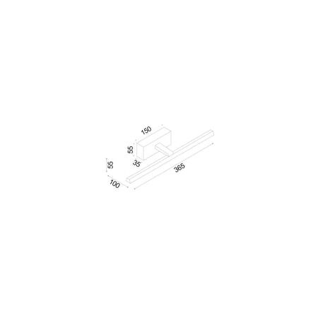 WALL Int S/M 8W LINEAR Ant Brass Tri Dim FR Diff L365 mm 762Lm