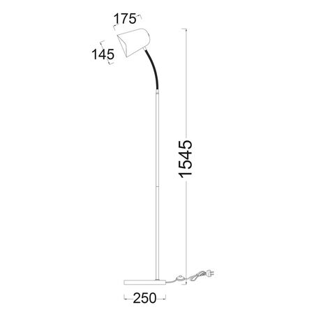 FLOOR ES Matt Grey ELLIPSE H1545mm Adj w/wave edge
