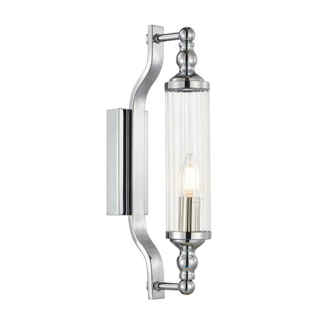 Wall Int S/M SES TUBULAR CLR Glass w/ Satin Chrome Base
