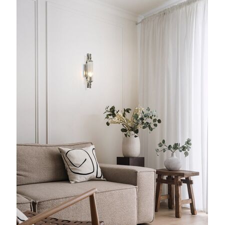 Wall Int S/M SES TUBULAR CLR Glass w/ White Base