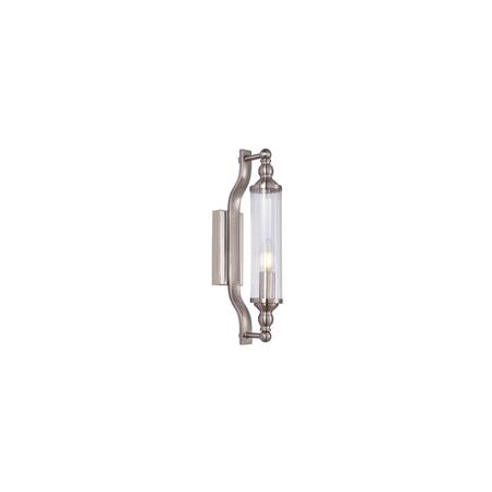 Wall Int S/M SES TUBULAR CLR Glass w/ Satin Chrome Base