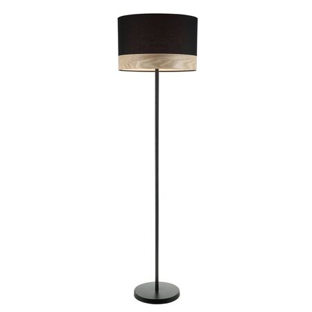 FLOOR ES LGE Blk RND H1475mm w/Wood Veneer Trim
