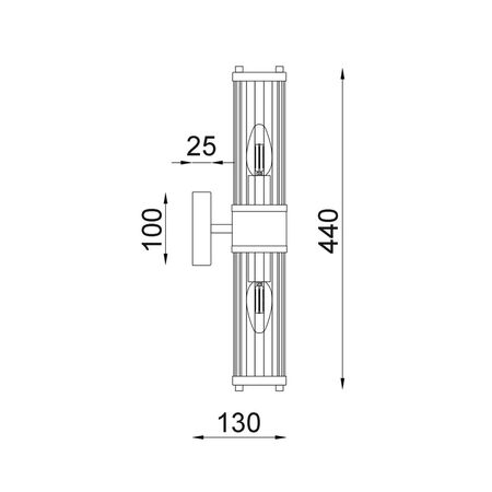 Wall Int S/M 2 x SES Up/Dn 2 x TUBULAR CLR Glass w/ Black Base