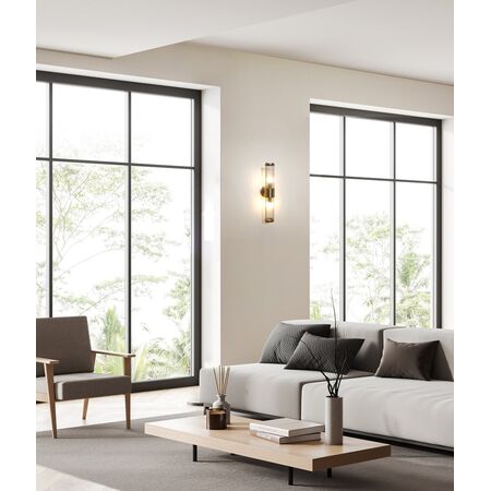 Wall Int S/M 2 x SES Up/Dn 2 x TUBULAR CLR Glass w/ Black Base