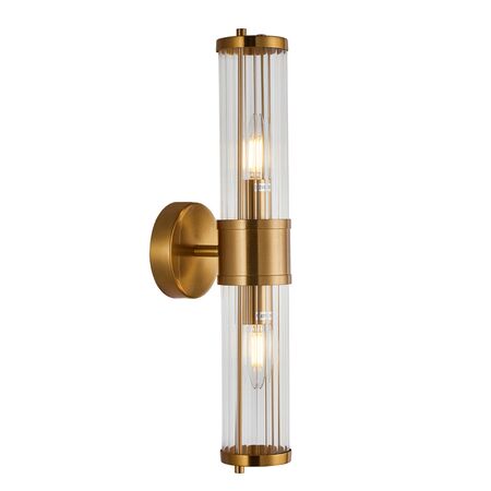 Wall Int S/M 2 x SES Up/Dn 2 x TUBULAR CLR Glass w/ Black Base