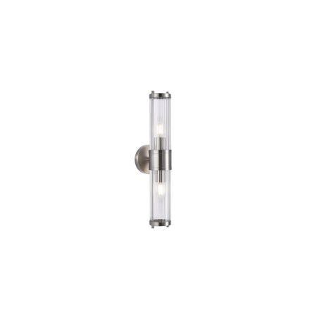 Wall Int S/M 2 x SES Up/Dn 2 x TUBULAR CLR Glass w/ White Base