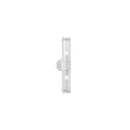 Wall Int S/M 2 x SES Up/Dn 2 x TUBULAR CLR Glass w/ White Base