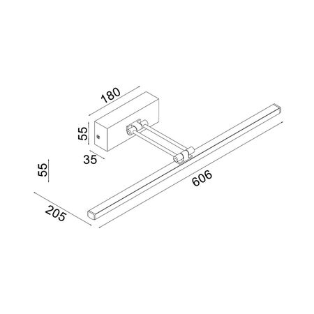 WALL Int S/M 20W LINEAR Adj Chrome Tri Dim FR Diff L606 1334Lm