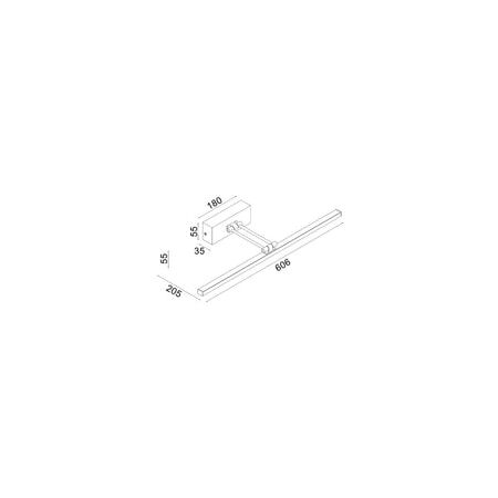 WALL Int S/M 20W LINEAR Adj Chrome Tri Dim FR Diff L606 1334Lm