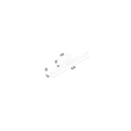 WALL Int S/M 12W RECT Blk Tri Dim FR Diff L535 mm 1339Lm