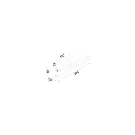 WALL Int S/M 8W RECT Blk Tri Dim FR Diff L370 mm 931Lm