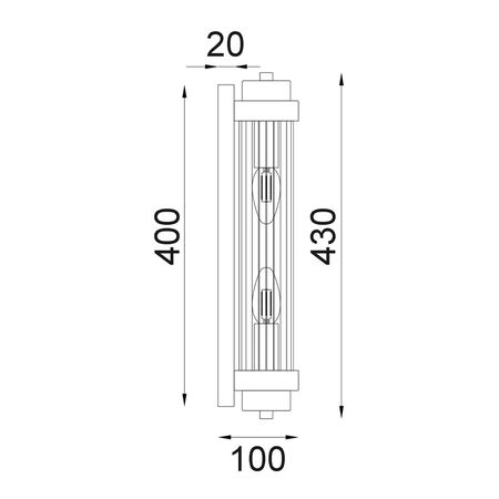 Wall Int S/M 2 x SES Up/Dn CLR Glass Rod w/ Chrome Base