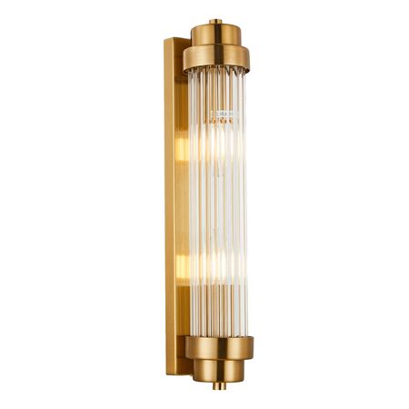 Wall Int S/M 2 x SES Up/Dn CLR Glass Rod w/ Chrome Base