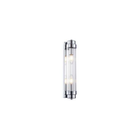 Wall Int S/M 2 x SES Up/Dn CLR Glass Rod w/ Satin Chrome Base