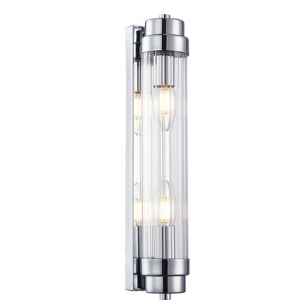 Wall Int S/M 2 x SES Up/Dn CLR Glass Rod w/ Chrome Base